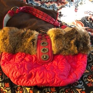 Vintage Coach rabbit fur bag.